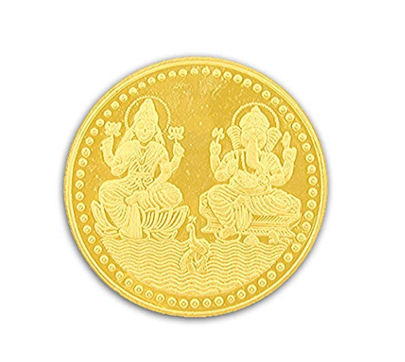 Ganesh Laxmi Coin In Pure Silver Gold Plated 10 Gms